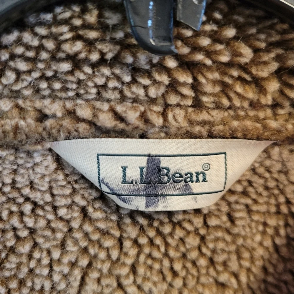 L.L. Bean Red Faux Suede Brown Sherpa Long Coat